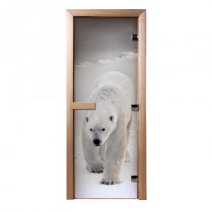 Дверь из стекла с фотопечатью «Белый медведь»