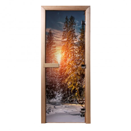 Дверь из стекла с фотопечатью Зимний лес
