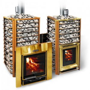 Банная печка на дровах «Ермак 24 Сетка – Люкс Gold» (НС)