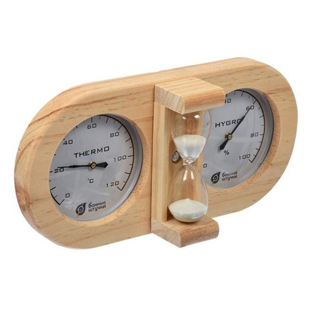 Термометр с гигрометром Банная станция с песочными часами 27×13,8×7,5 .
