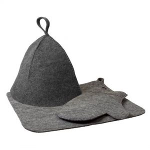 Набор из трех предметов (шапка, коврик, рукавица) серый - Hot Pot