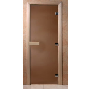 Стеклянная дверь для бани DoorWood - Теплая ночь 1900×700 (бронза, матовая, хвоя ) 3 петли 8 мм