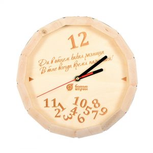 Кварцевые часы в форме бочки «В бане всегда есть время париться» БШ