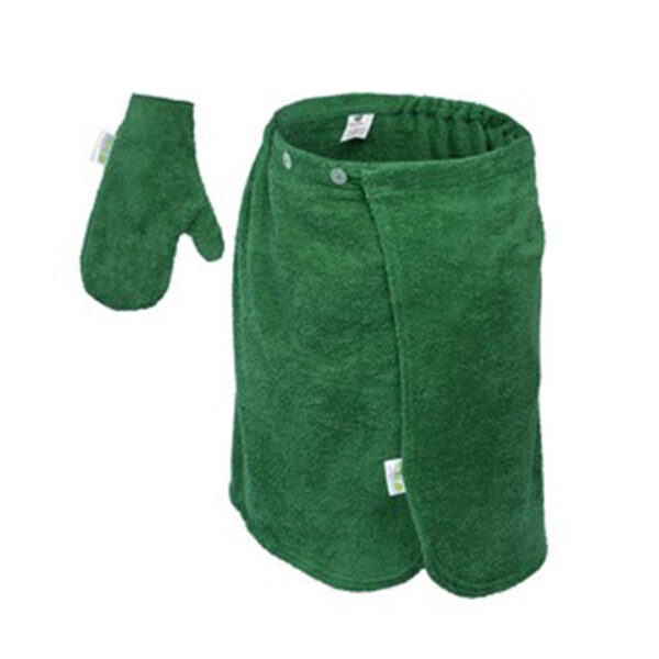 комплект для мужчин накидка14060смруковицы зеленый БШ Махровый комплект для мужчин (накидка140×60см+руковицы) зеленый