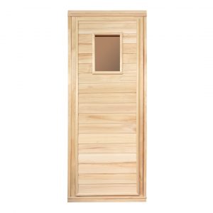 Дверь для бани деревянная со стеклом, 4 мм, липа, 1700×700, сорт В