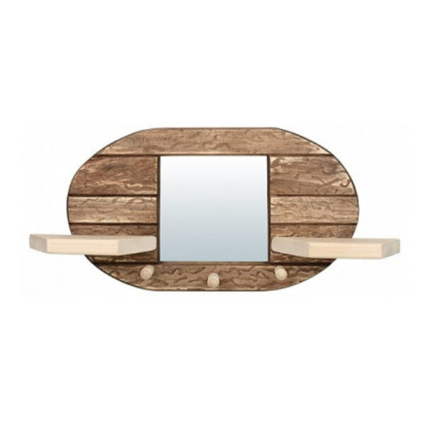 для бани главная Зеркало «Овал» с вешалкой и двумя полками, 60×30×13