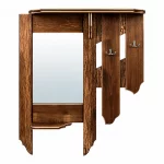 Зеркало с вешалкой и полкой, состаренное, 77*67*15 см, 2 крючка, липа, «Банные штучки»