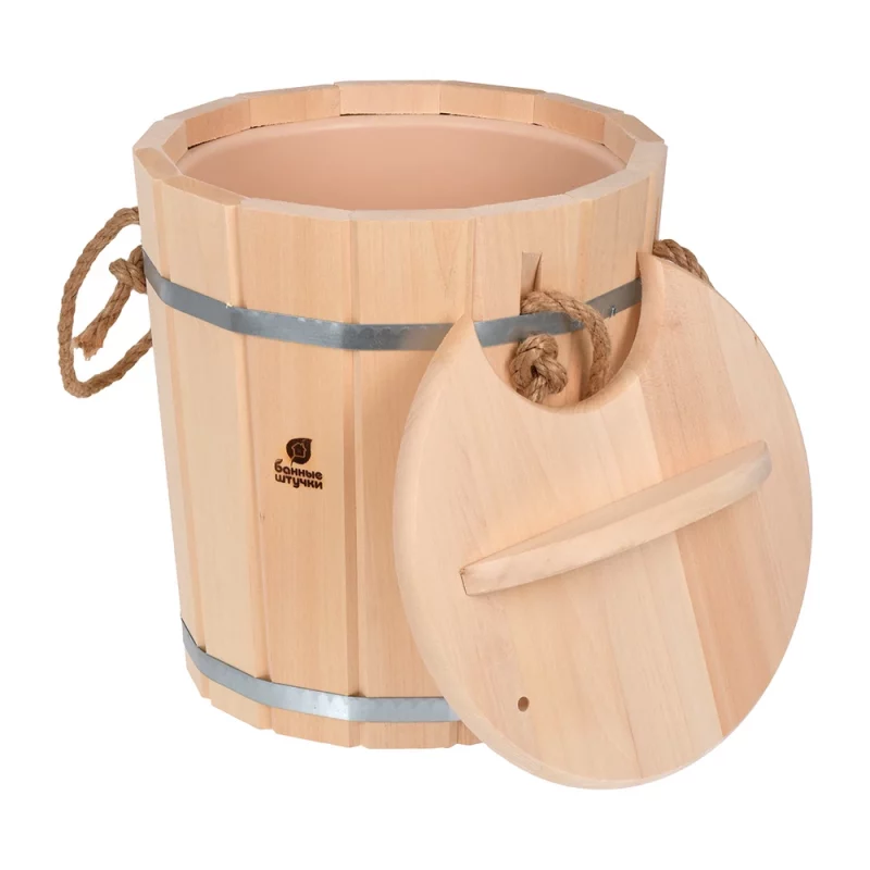 Запарник 9 л, с пластиковой вставкой, с крышкой, липа