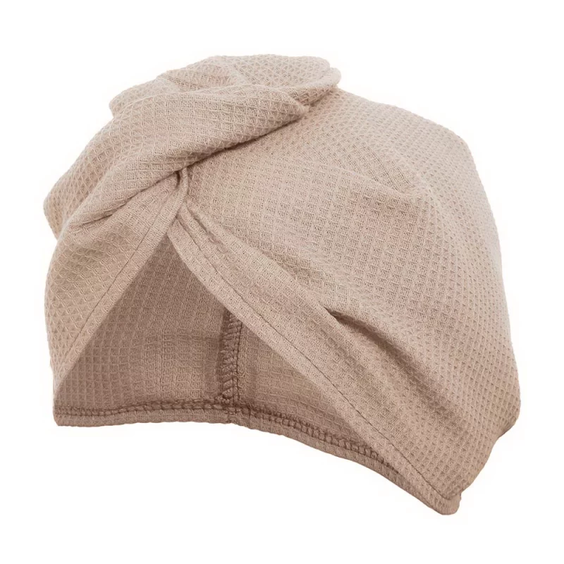 Вафельная чалма-полотенце для волос, бежевая