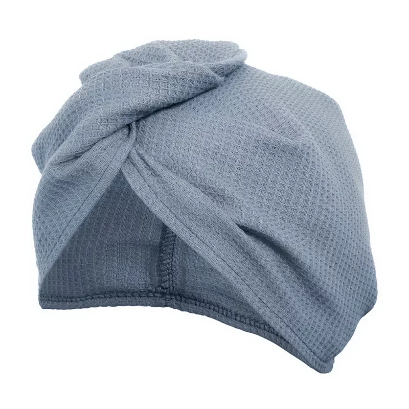 Вафельная чалма-полотенце для волос, серая