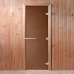 Дверь для бани «Теплая ночь», 1800x700, стекло 8 мм, коробка хвоя — изображение 2