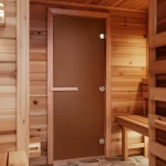 Дверь для бани «Теплая ночь», 1800x700, стекло 8 мм, коробка хвоя — изображение 3