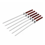 Набор плоских шампуров 55 см с деревянными ручками с кольцами, 6 шт в упаковке — изображение 2